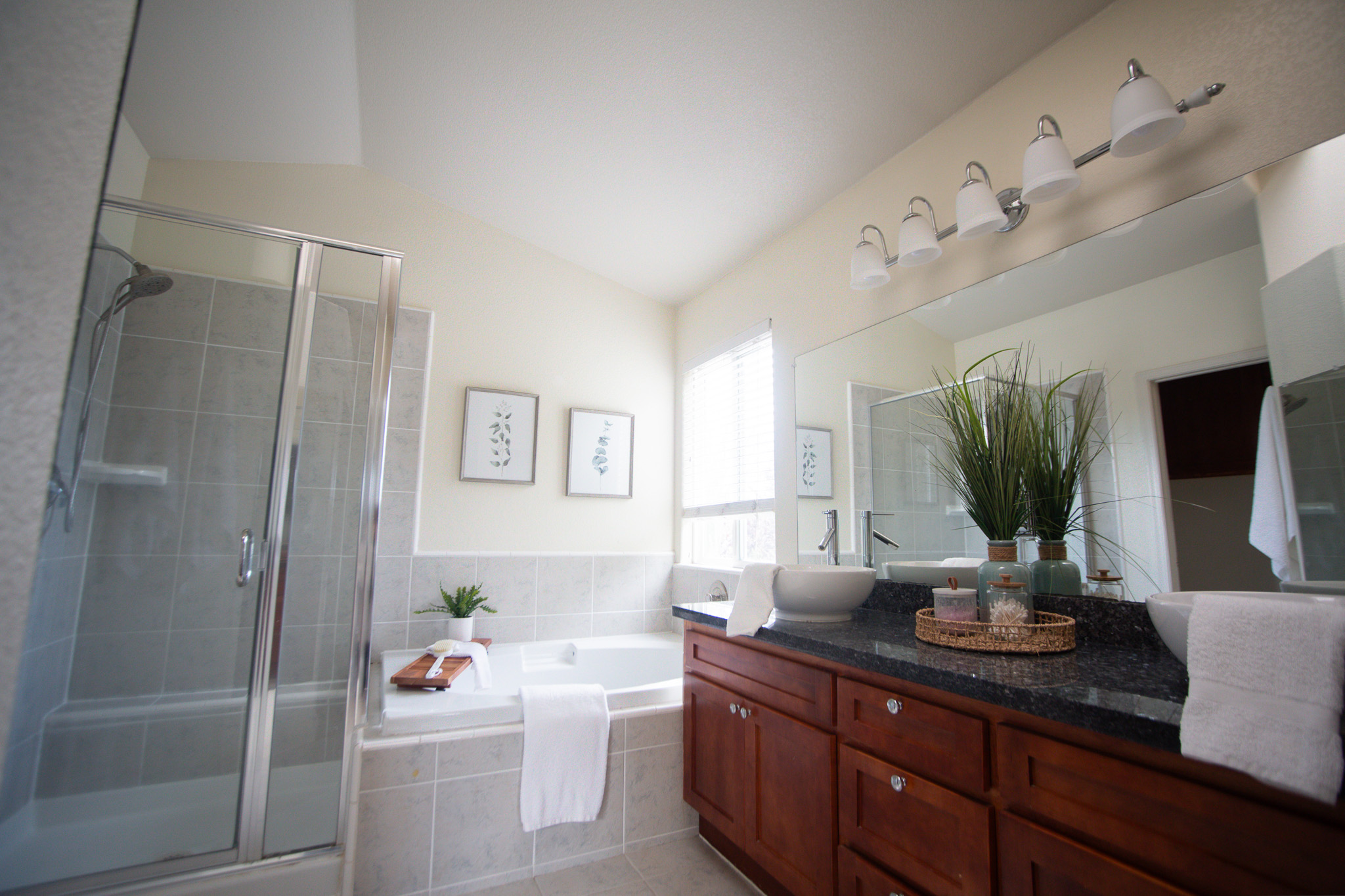 Luxury bathroom with dual vanities