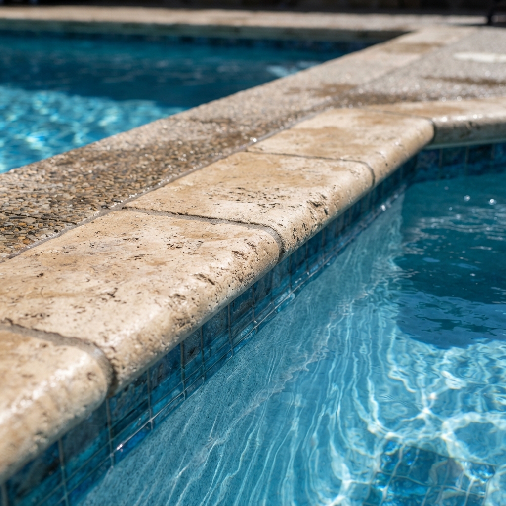 Coping — The cap or edging that covers the top of the pool shell where it meets the deck
