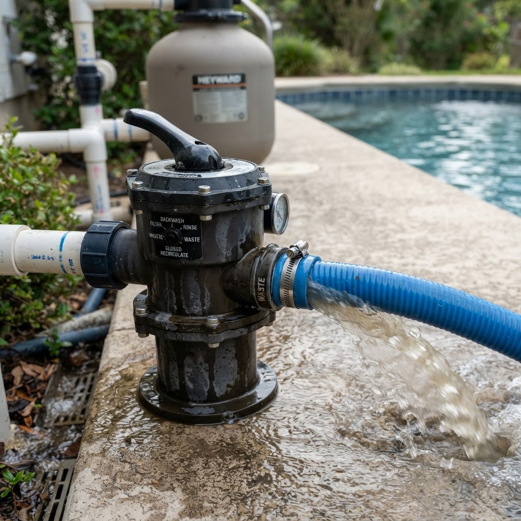 Backwash — The process of reversing water flow through the filter to flush out accumulated dirt and debris