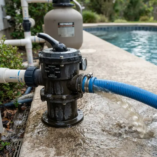 Backwash — The process of reversing water flow through the filter to flush out accumulated dirt and debris