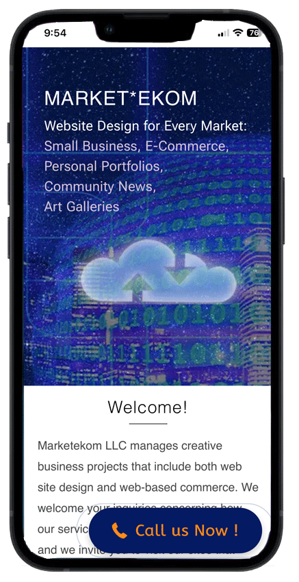 Mobile website screenshot: Marketekom — Marketing