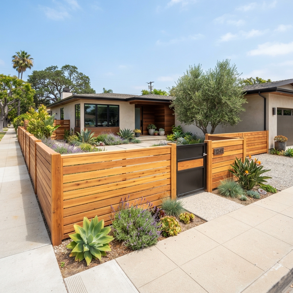 Long Beach Fences and Gates-Red Cedar Horizontal Fence-Long Beach