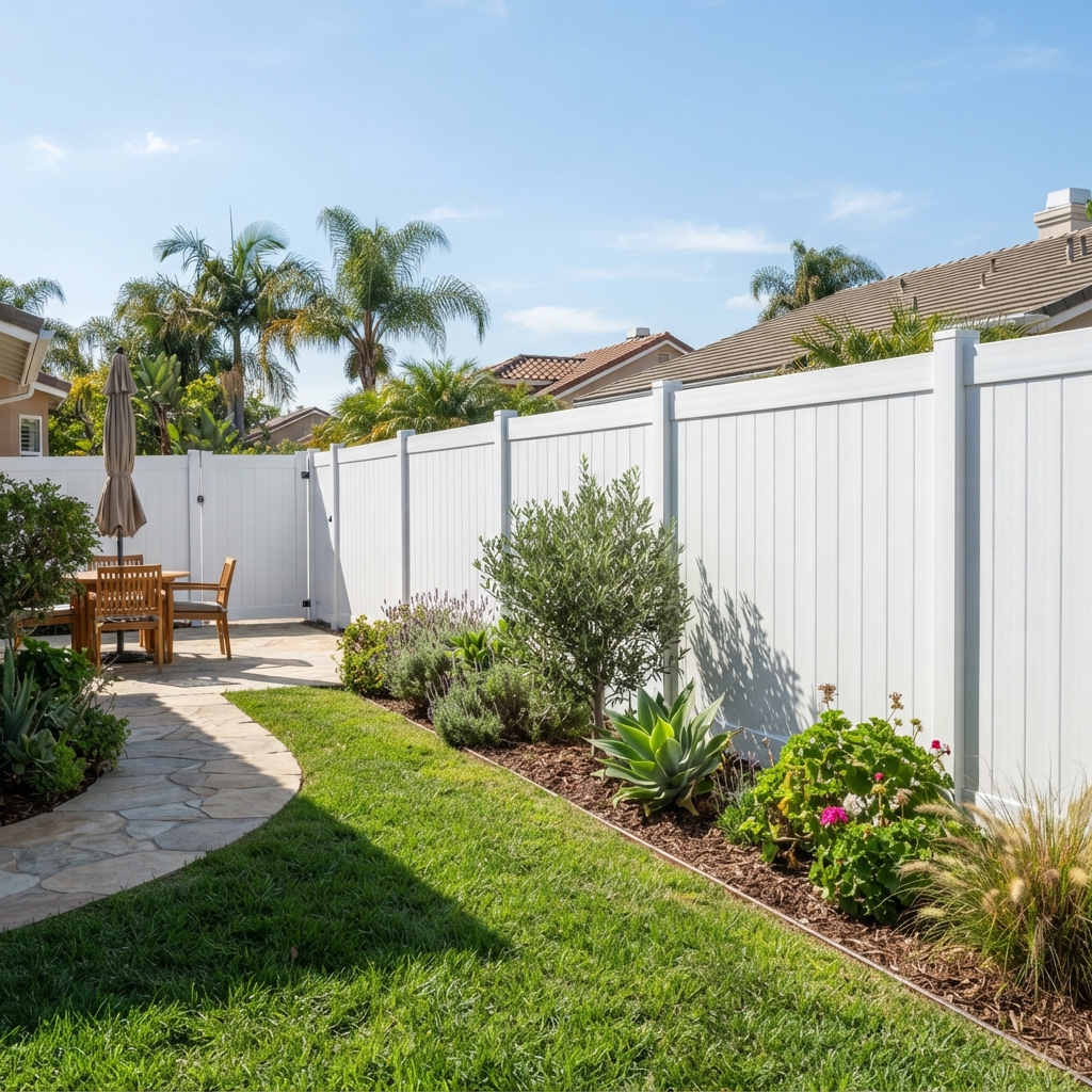 Long Beach Fences and Gates-White Vinyl Privacy Fence-Long Beach