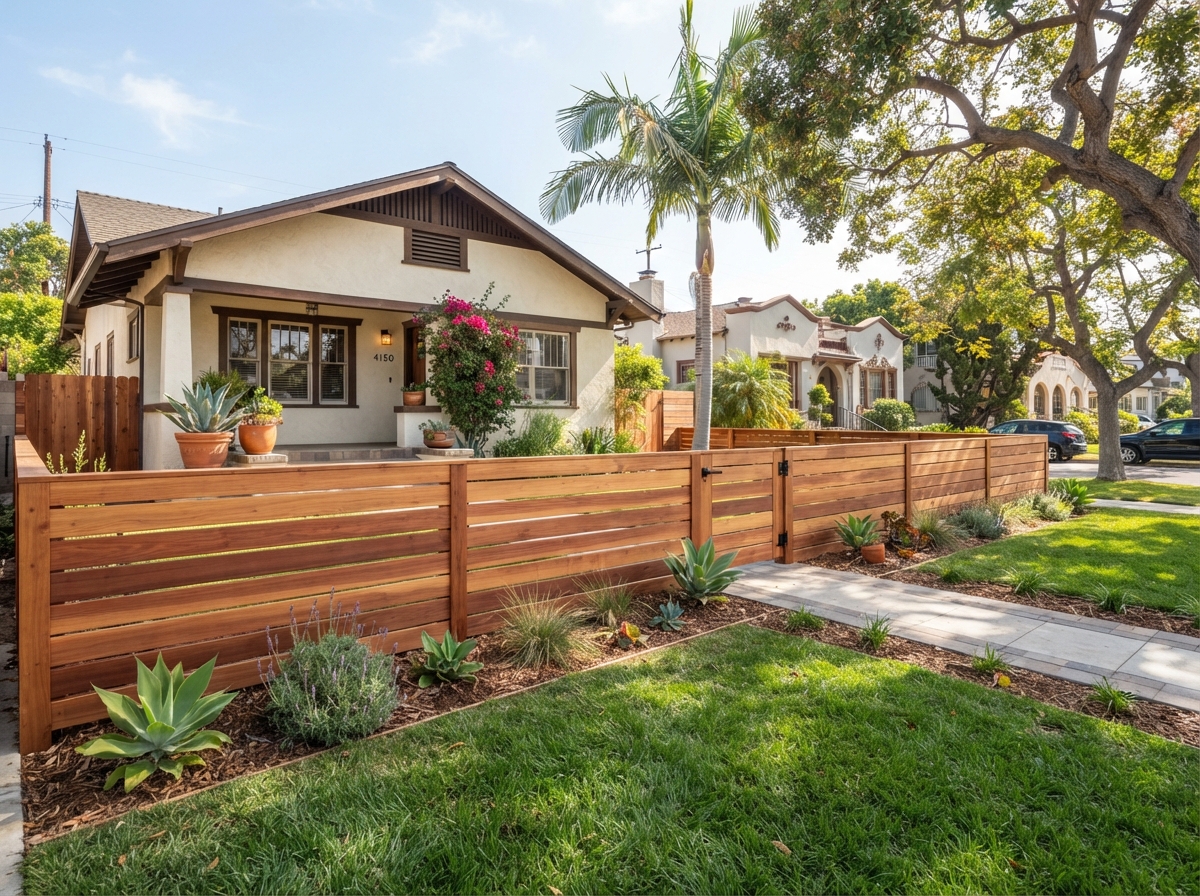 Long Beach Fences and Gates - Horizontal Cedar Privacy Fence - Bixby Knolls