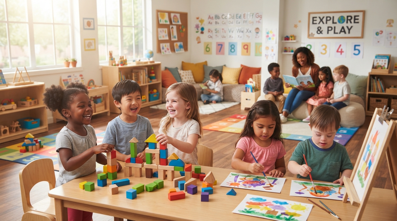 Children learning and playing at Bright Start Learning Center in Oklahoma City