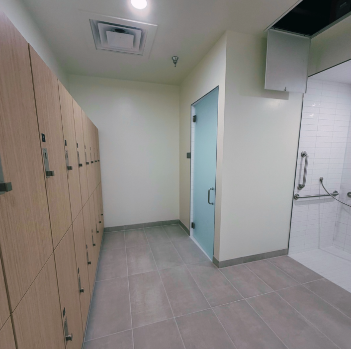 Locker room with private lockers and shower facilities