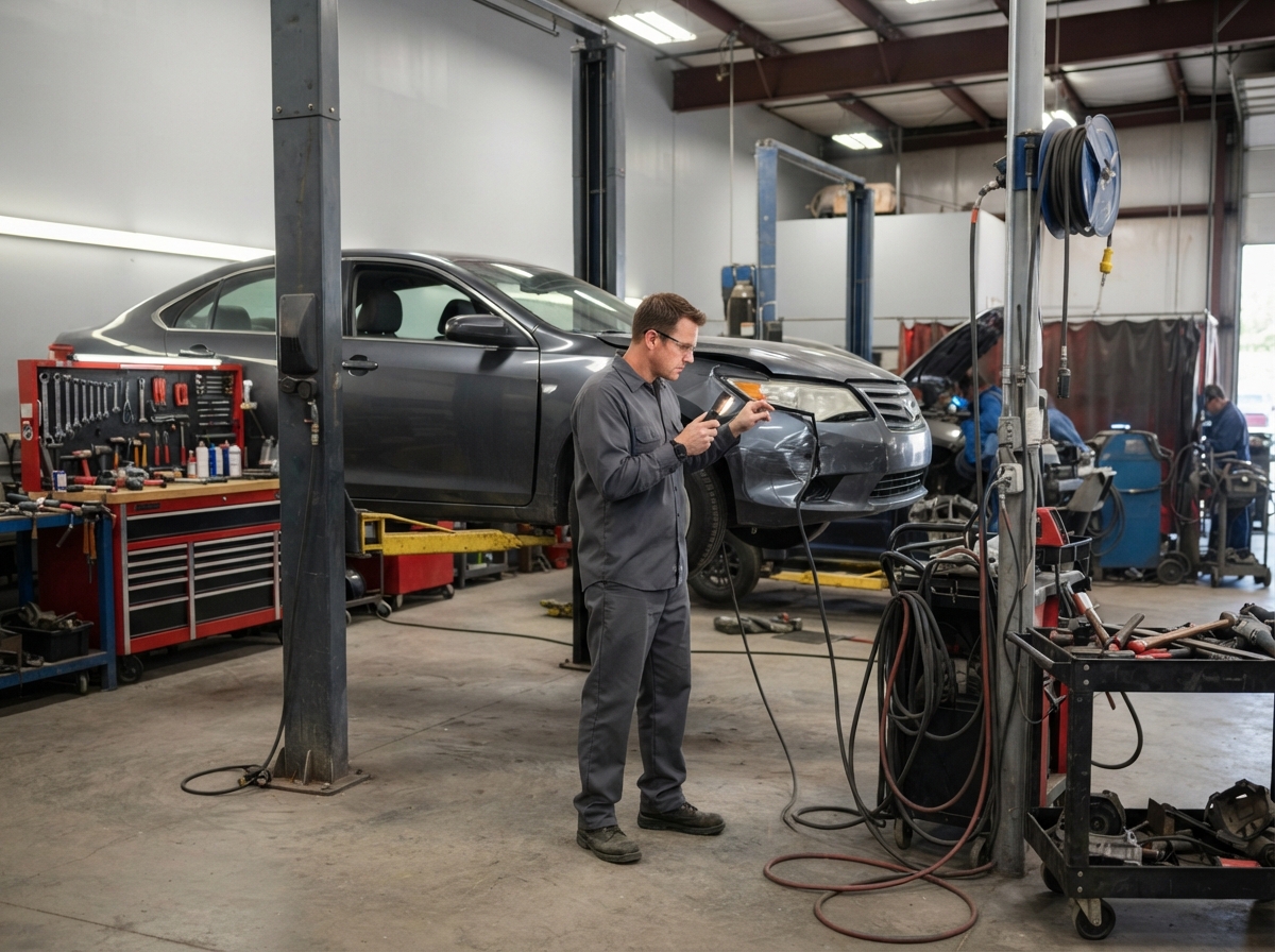 Pro Speed Auto Body team working in San Francisco shop