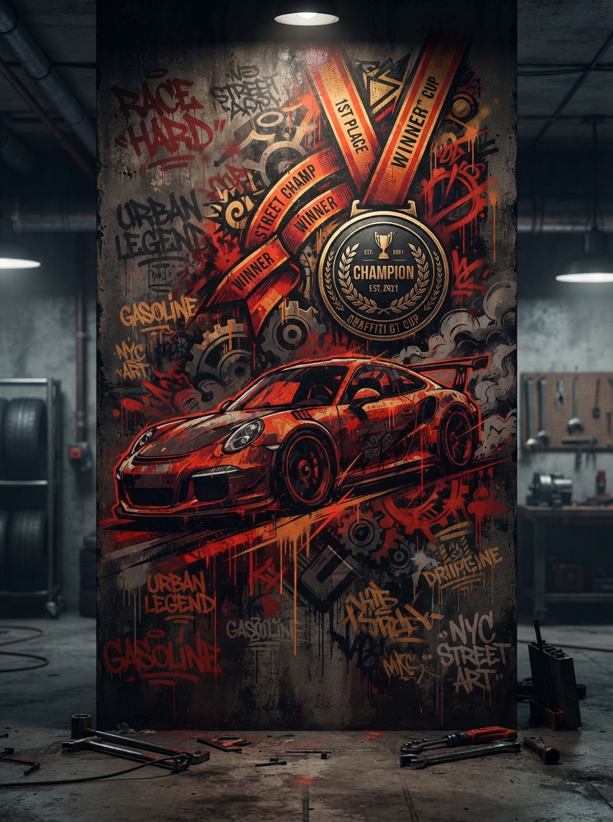 Award graffiti art with car