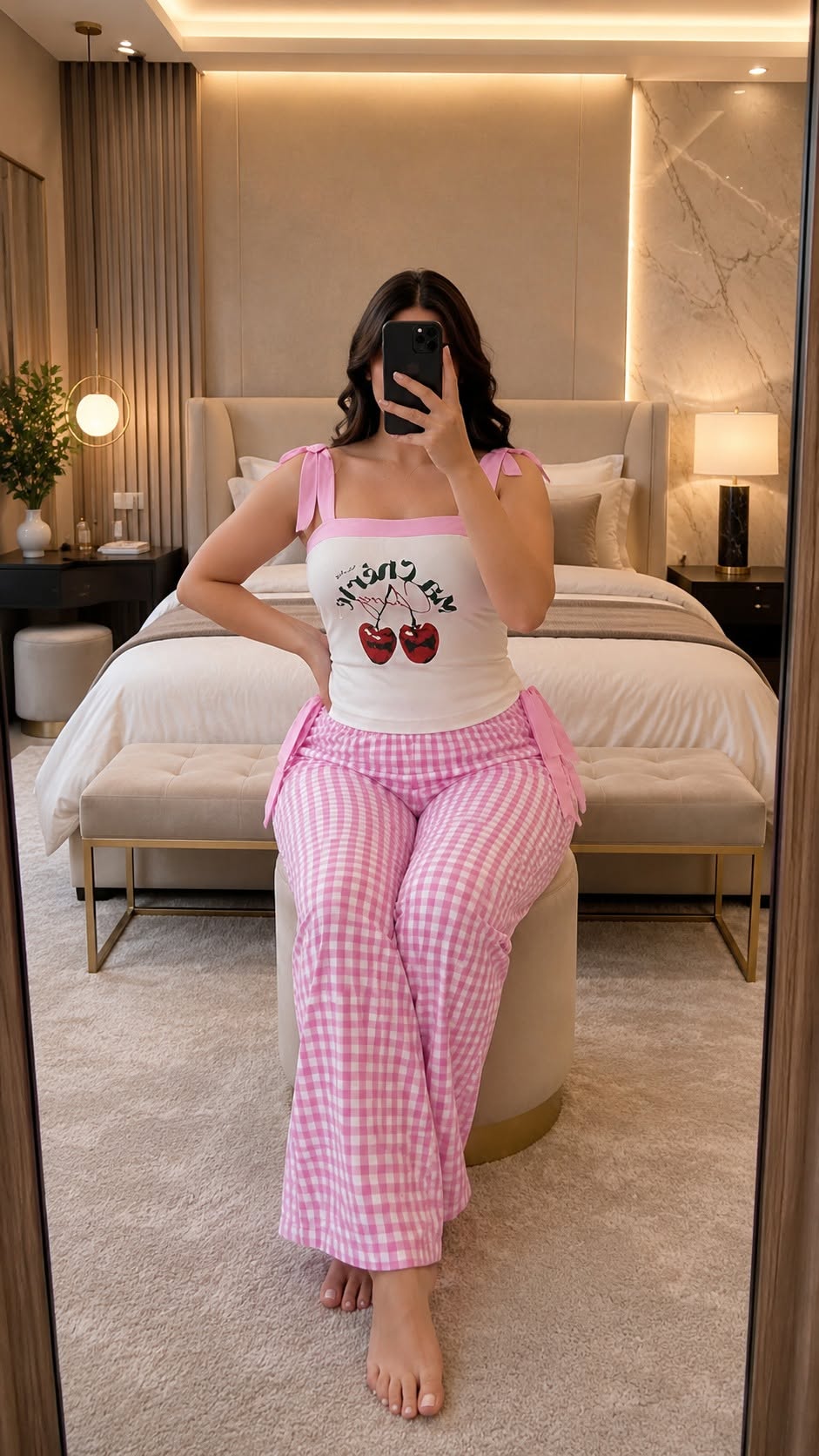 بجامة نسائية صيفية بطبعة كرز