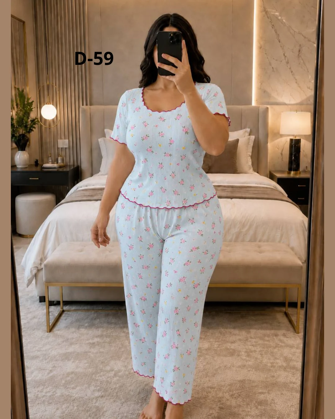 بجامة نسائية زهرية – كود D-59