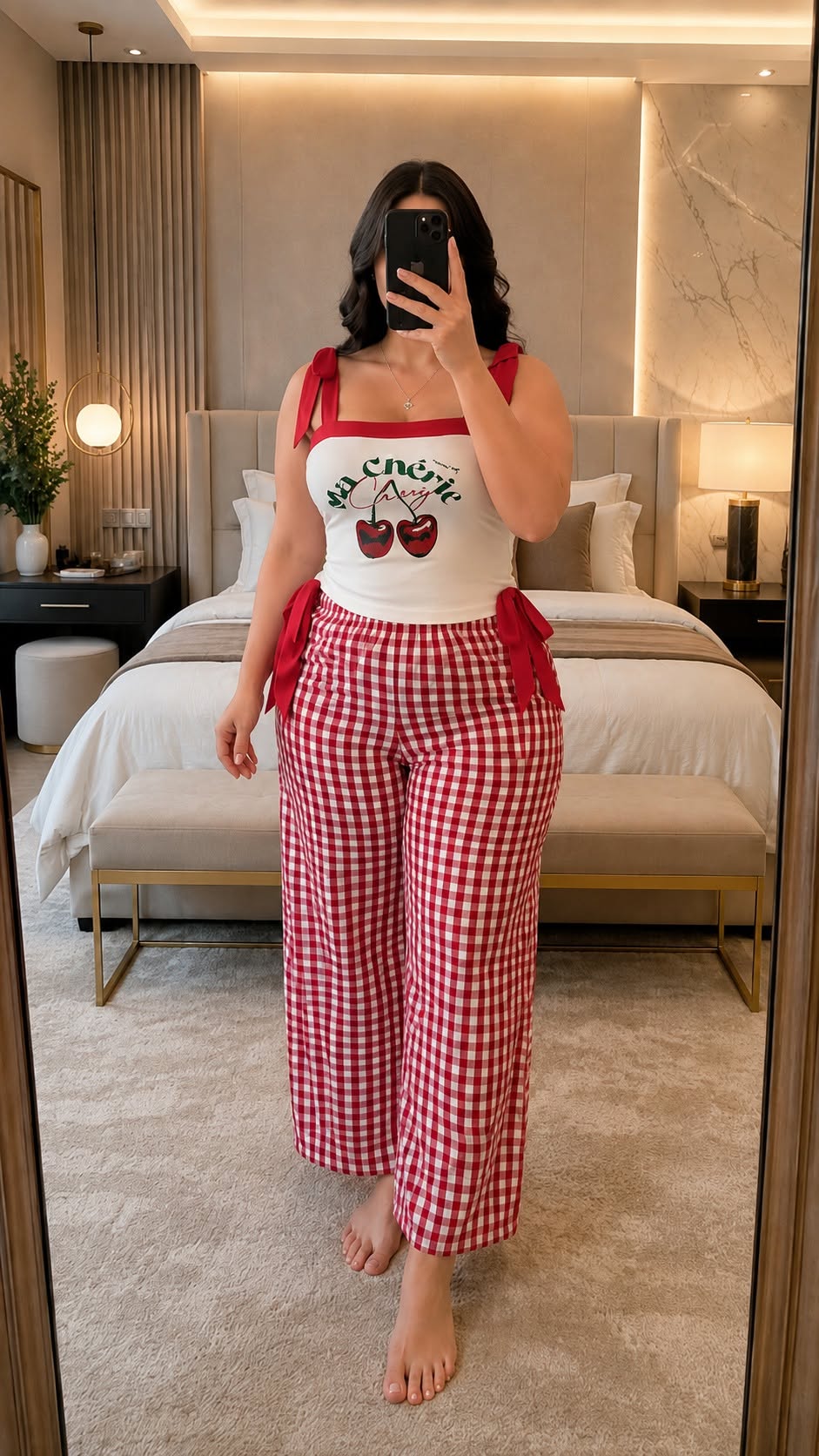 بجامة نسائية صيفية بطبعة كرز