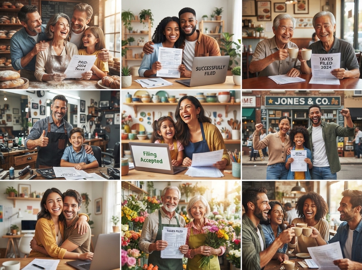 Happy families and business clients served by Peoples Tax Solutions