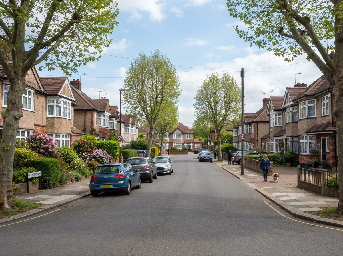 Suburban street view typical of Wallington area