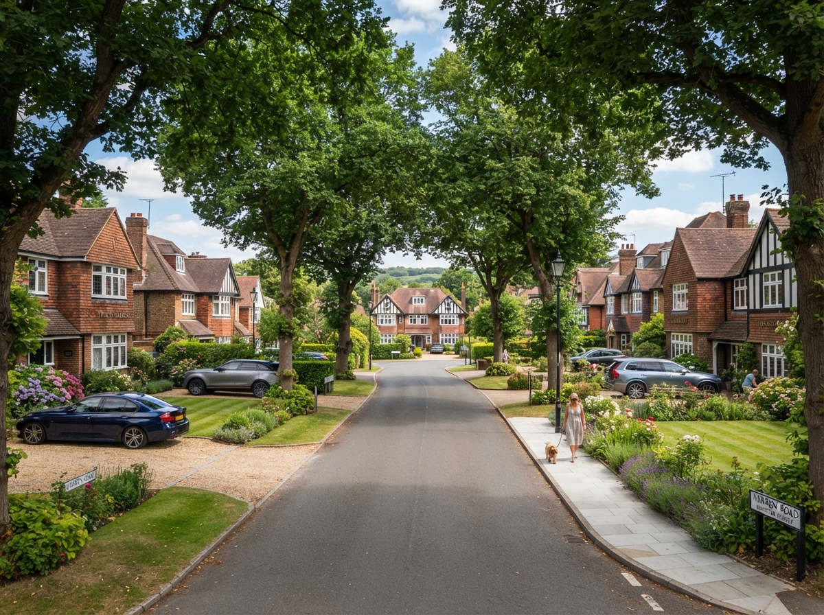 Suburban street view typical of Banstead area