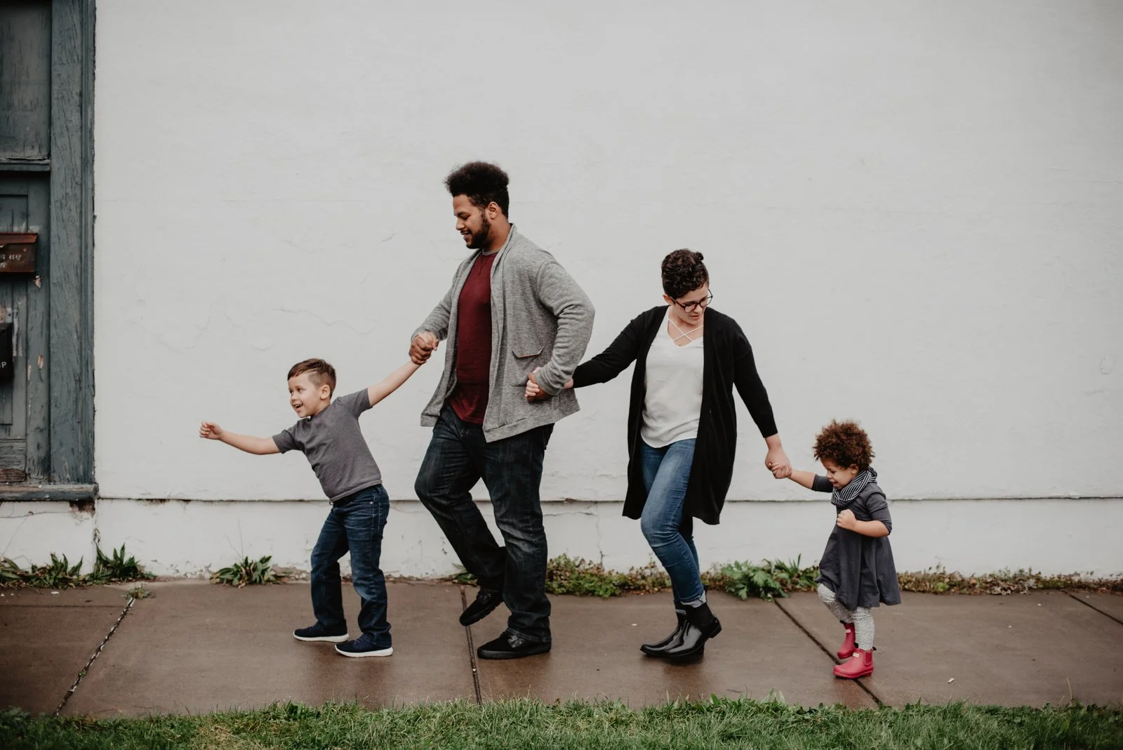 Family walking together outdoors