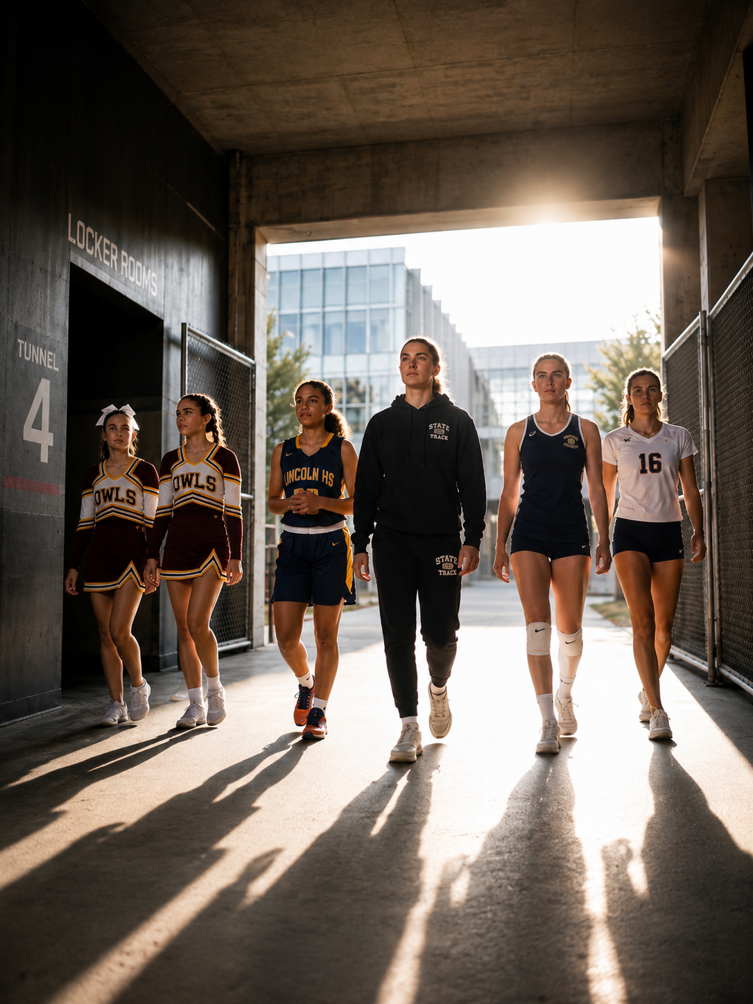 Three confident women representing different stages of the athlete journey