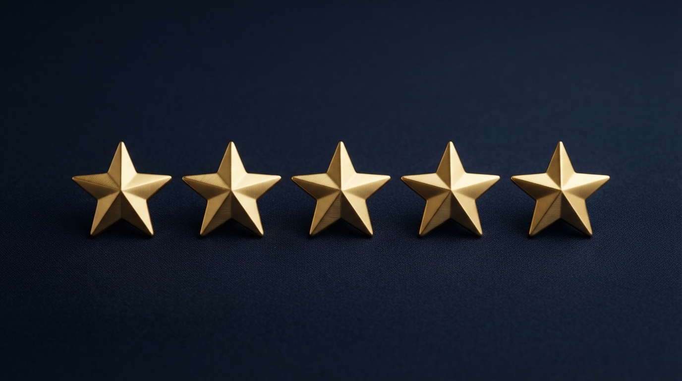 Five gold stars representing Google reviews collected through an automated review funnel