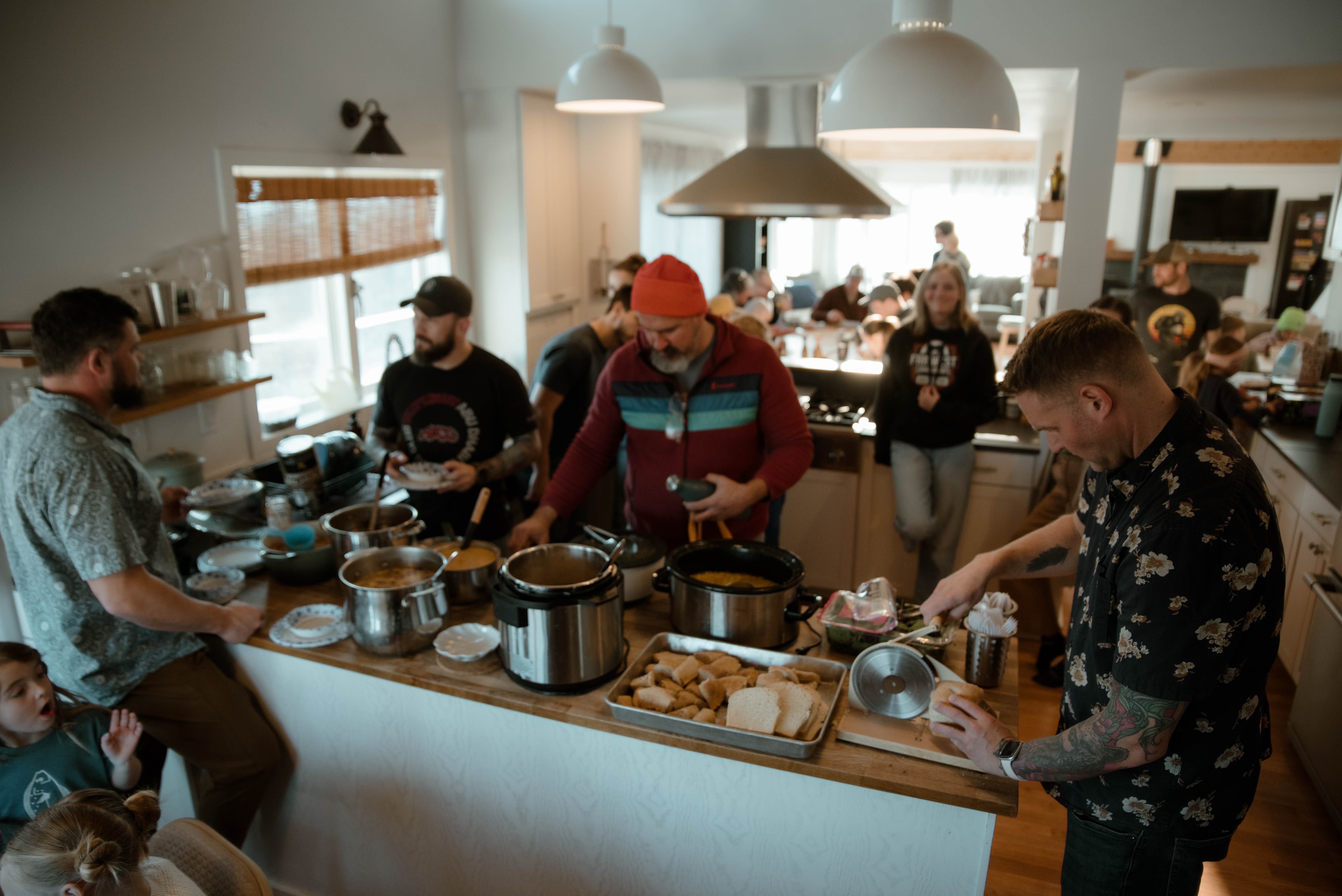 Rabbit Creek Church Life Group gathered in a home sharing a meal together