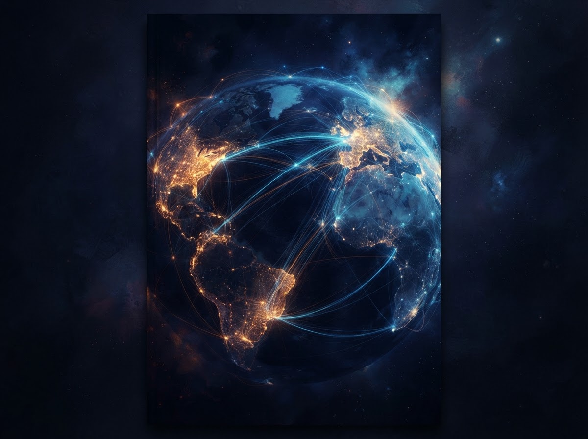 Dramatic illustration of the internet as a vast glowing network of interconnected light nodes