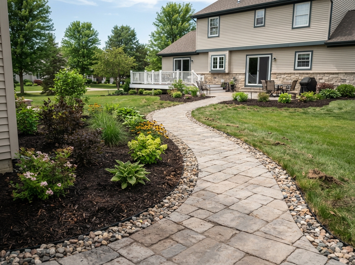 Backyard landscape installation for a Byron Center property