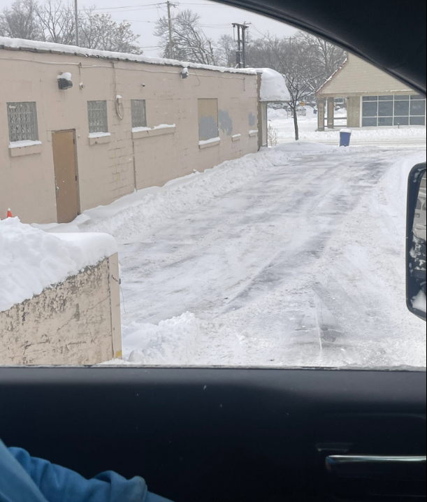 Snow plowing commercial property lane