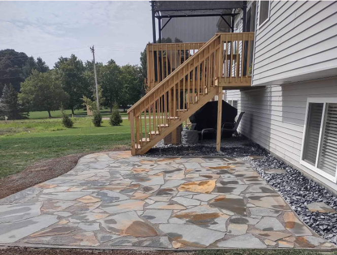 Patio area with walkway connection in a West Michigan residential property