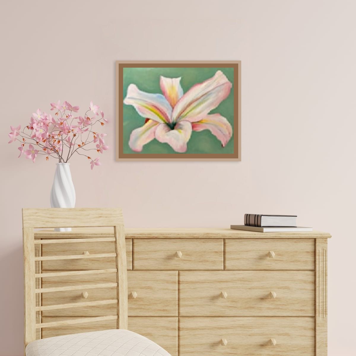 Soft pastel lily flower watercolor painting