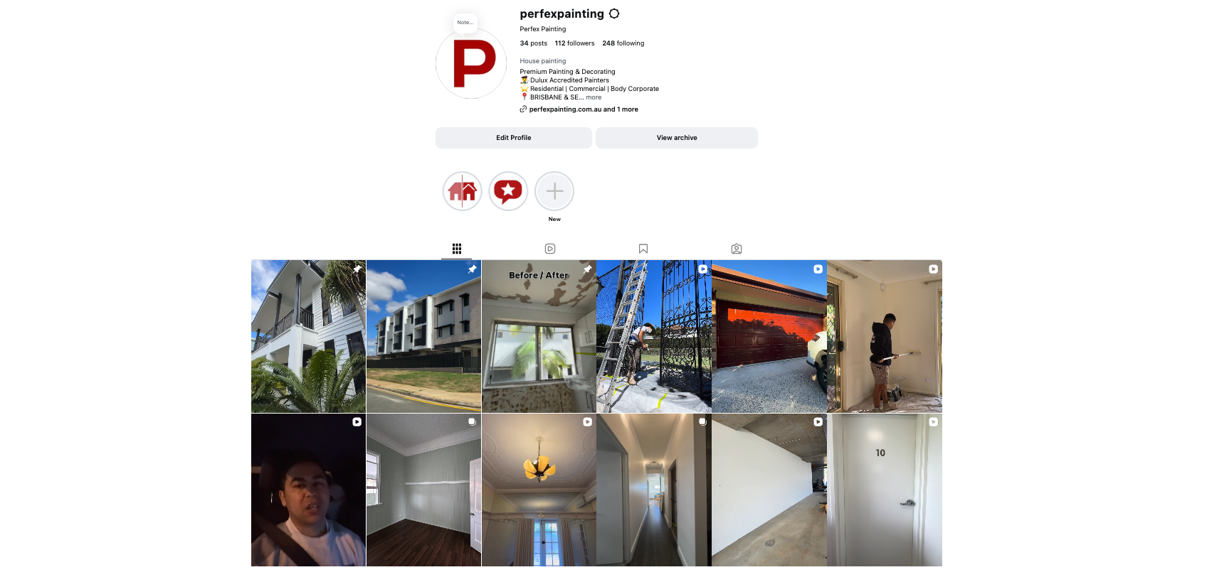 Perfex Painting Instagram Profile