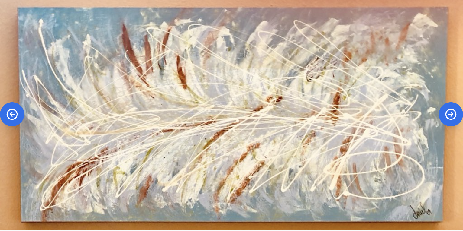 Feather — original Light blue — Latex, acrylic, spray paint painting by Doriel Wyler, 24" x 48", priced at Sold to Designer