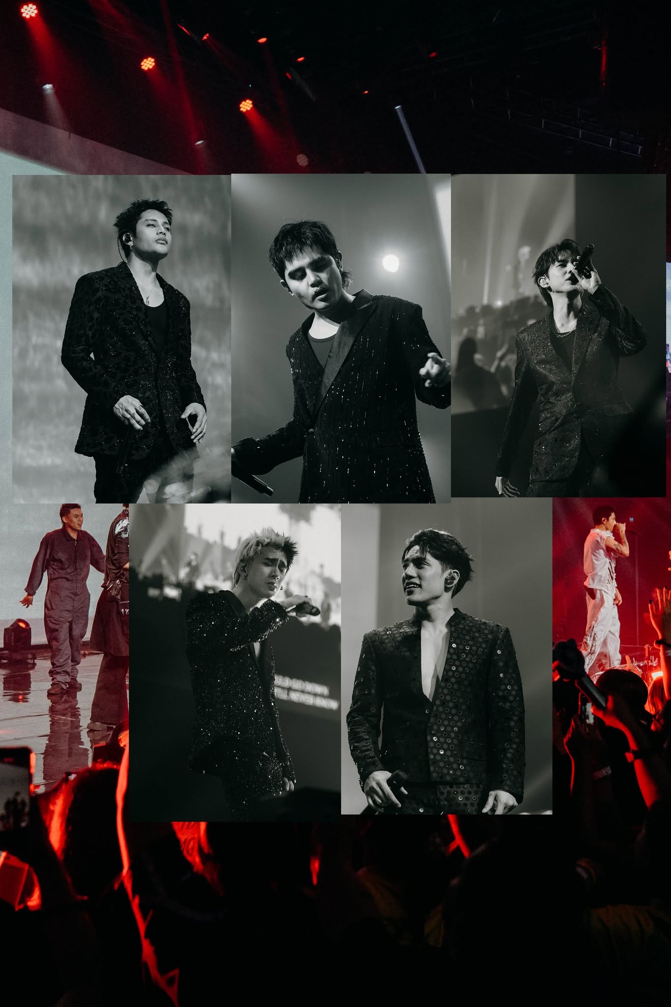 Editorial montage capturing individual live stage portraits and signature solo moments from SB19's tour run.