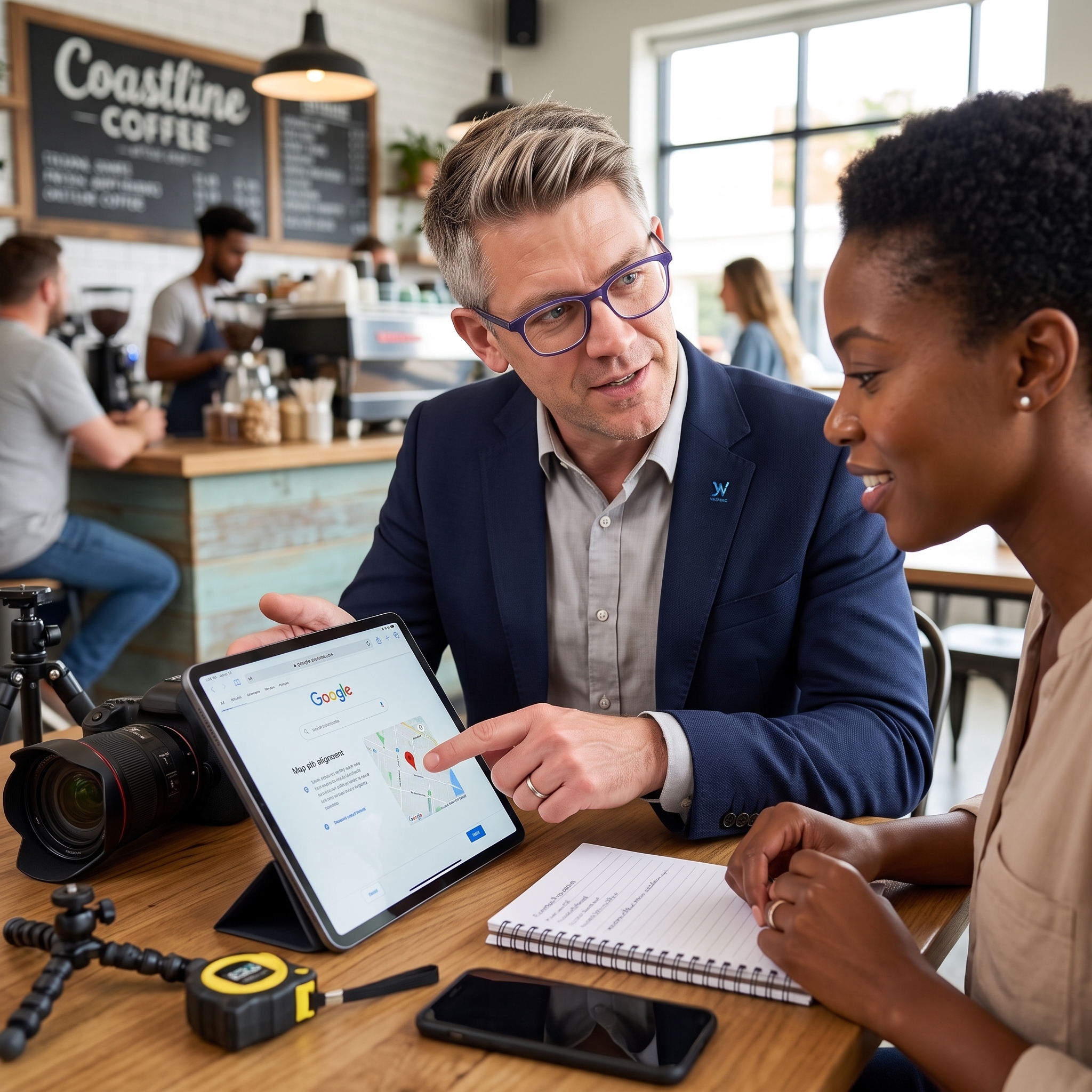 Nico Kruger assisting a business owner with their Google profile