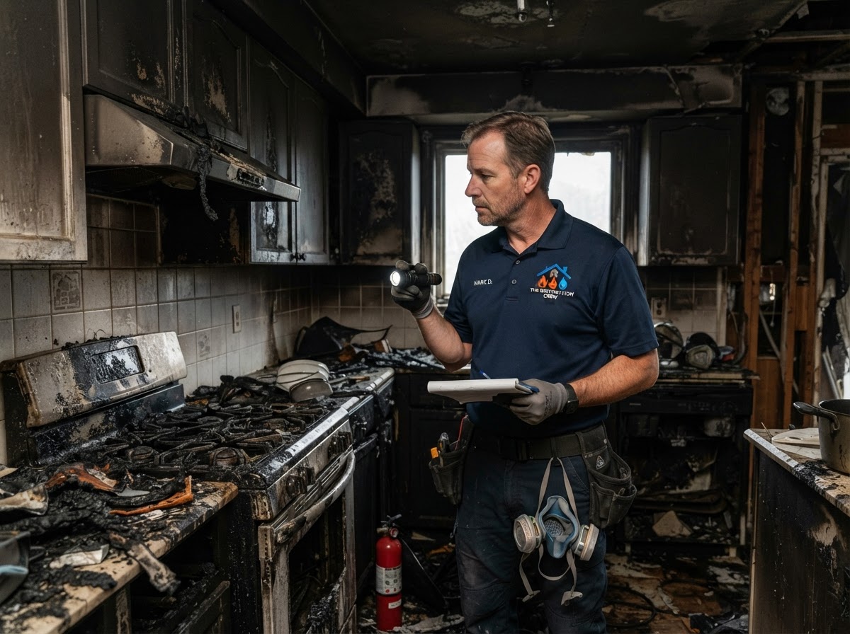 Fire & Smoke Damage Restoration — The Restoration Crew technician wearing a branded uniform