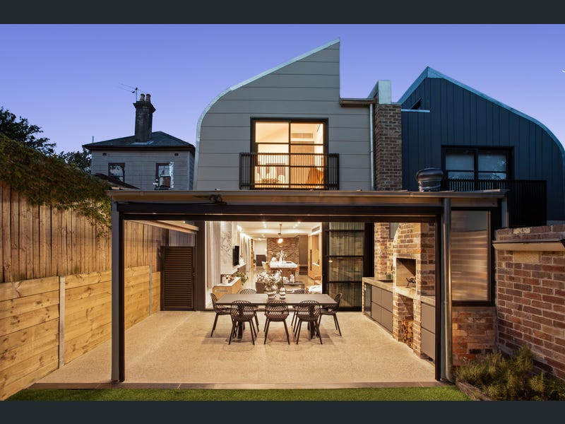 Heritage cottage and contemporary townhouse in Lilyfield, Sydney, with outdoor entertaining area.
