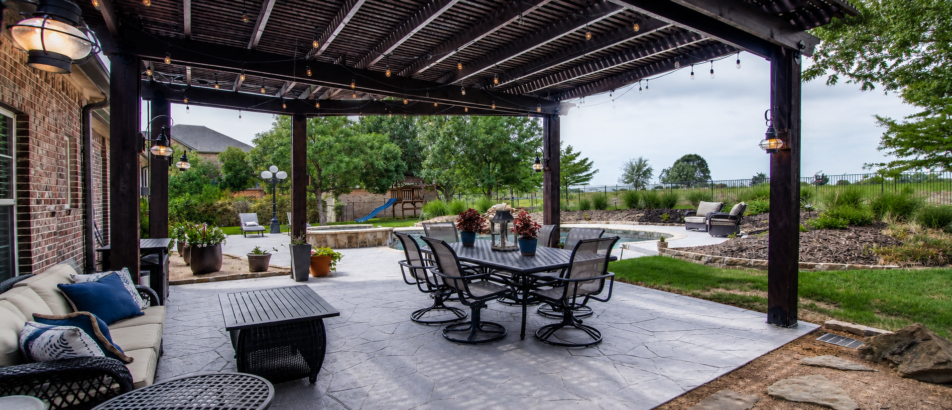 Luxury estate patio and outdoor living