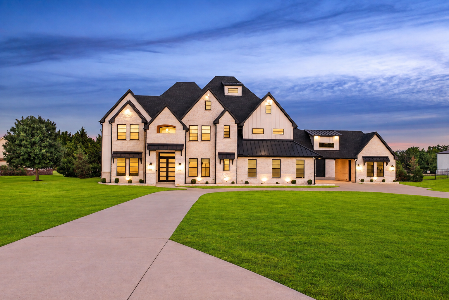 Luxury estate home at twilight
