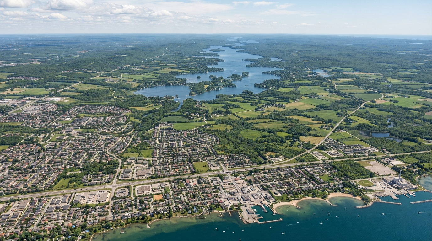 Regional view of Durham Region and Kawartha Lakes