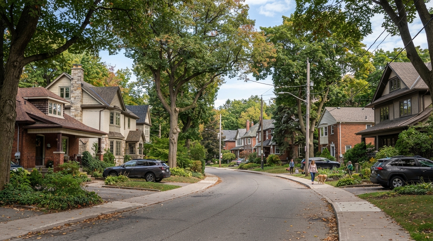 Oshawa Ontario showing mature residential neighborhood