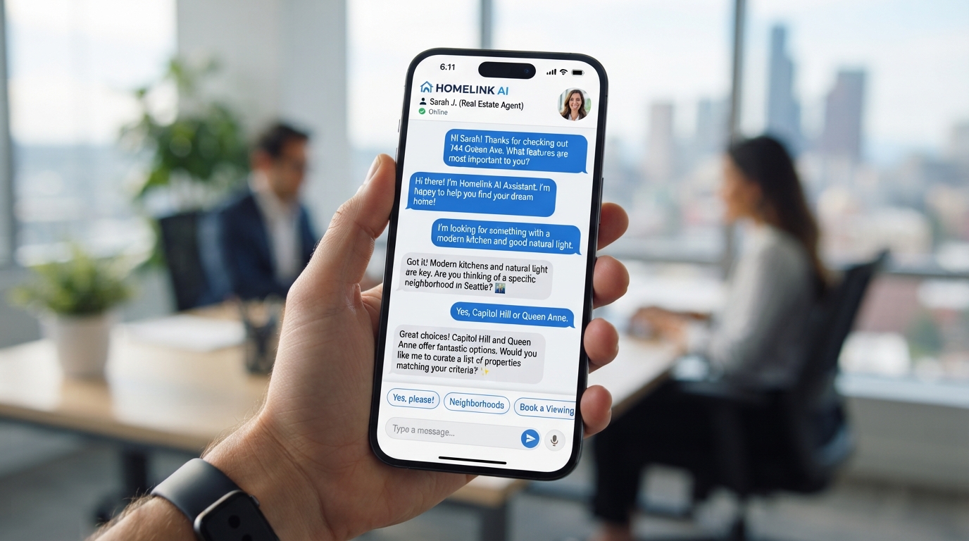 AI chatbot engaging real estate leads on mobile
