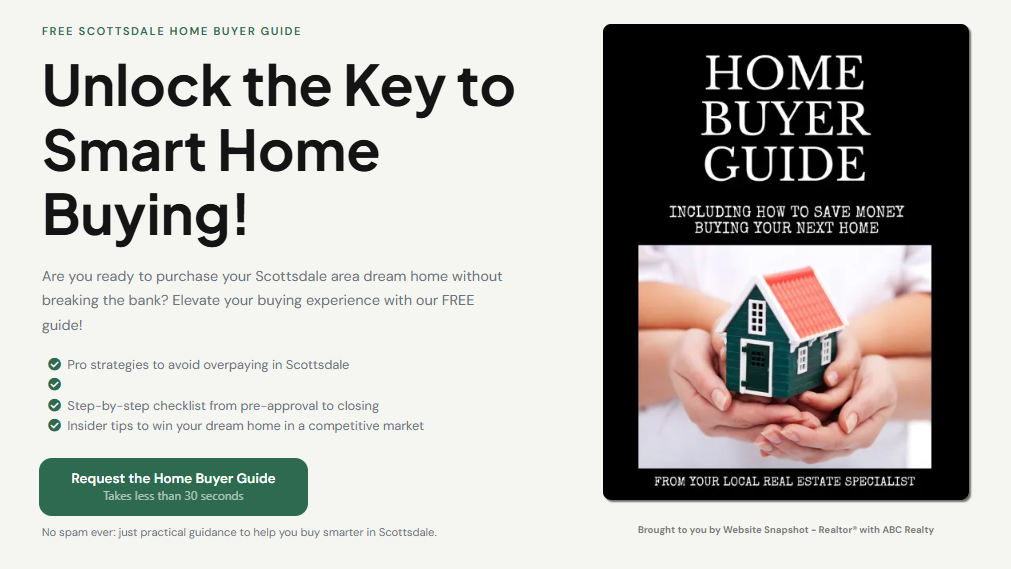 Lead capture funnel preview with home buyer guide
