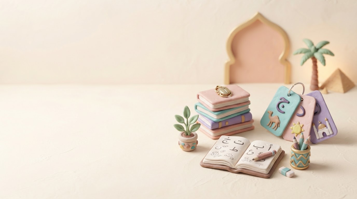 Clay-style Egyptian learning scene