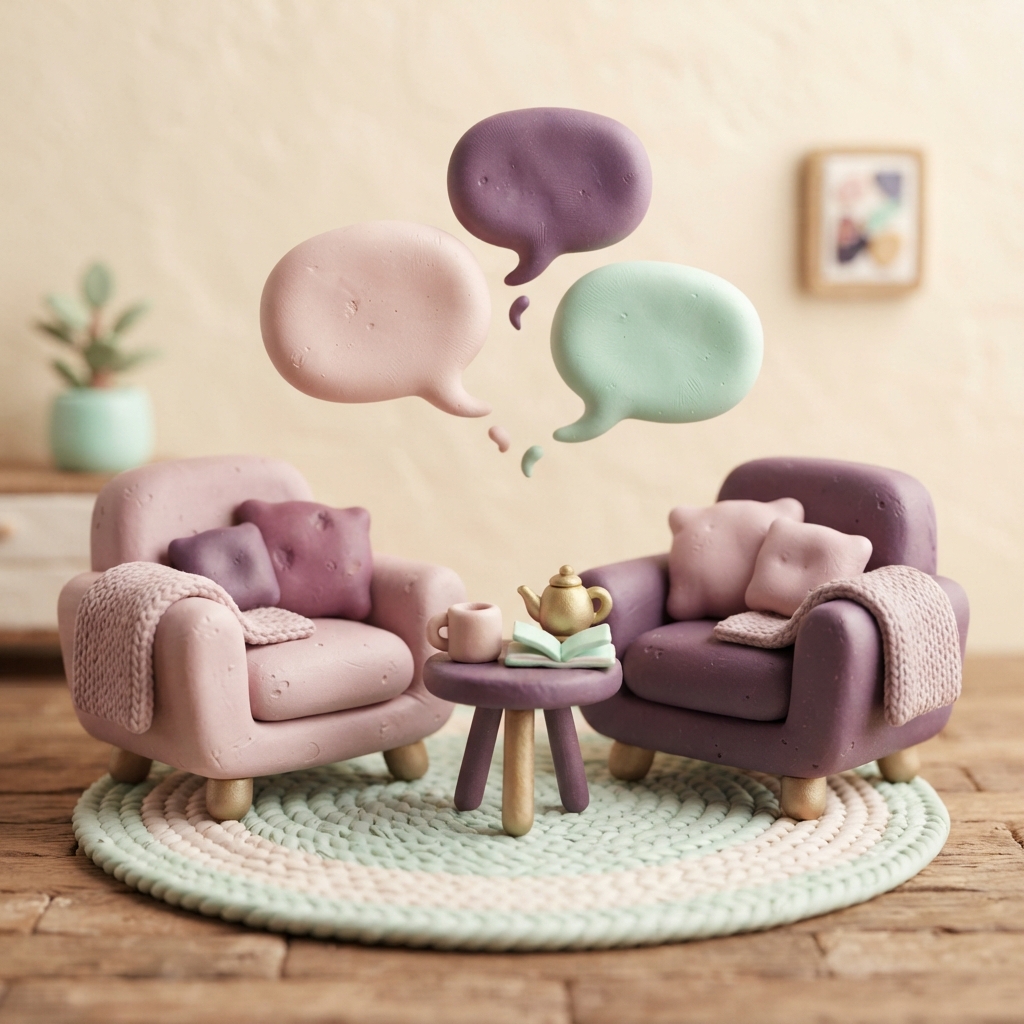 Two cozy armchairs facing each other with a small side table
