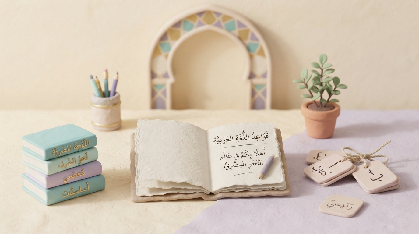 Clay-style grammar learning scene