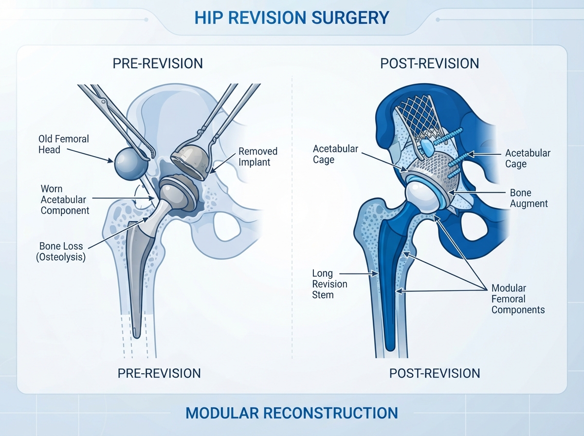 Revision Hip Replacement anatomical illustration