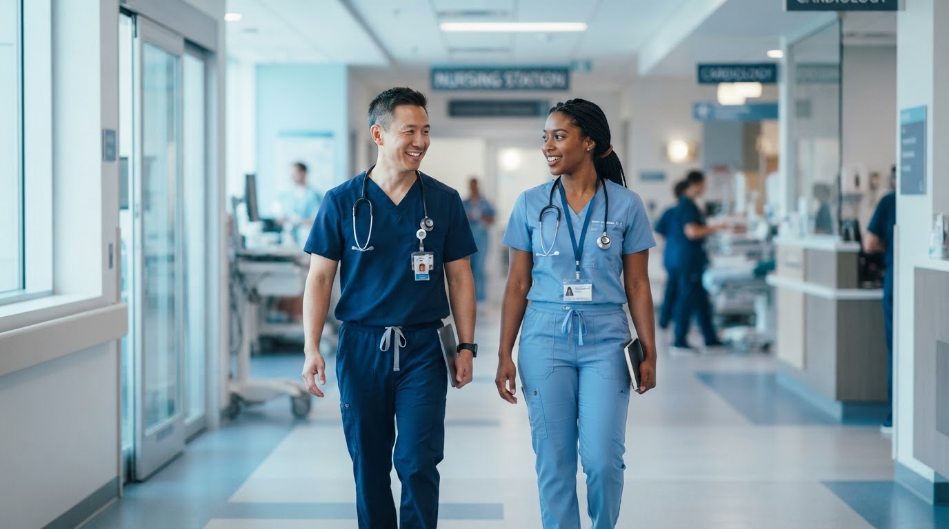 Dr. Sobh's care team walking together in a bright hospital corridor