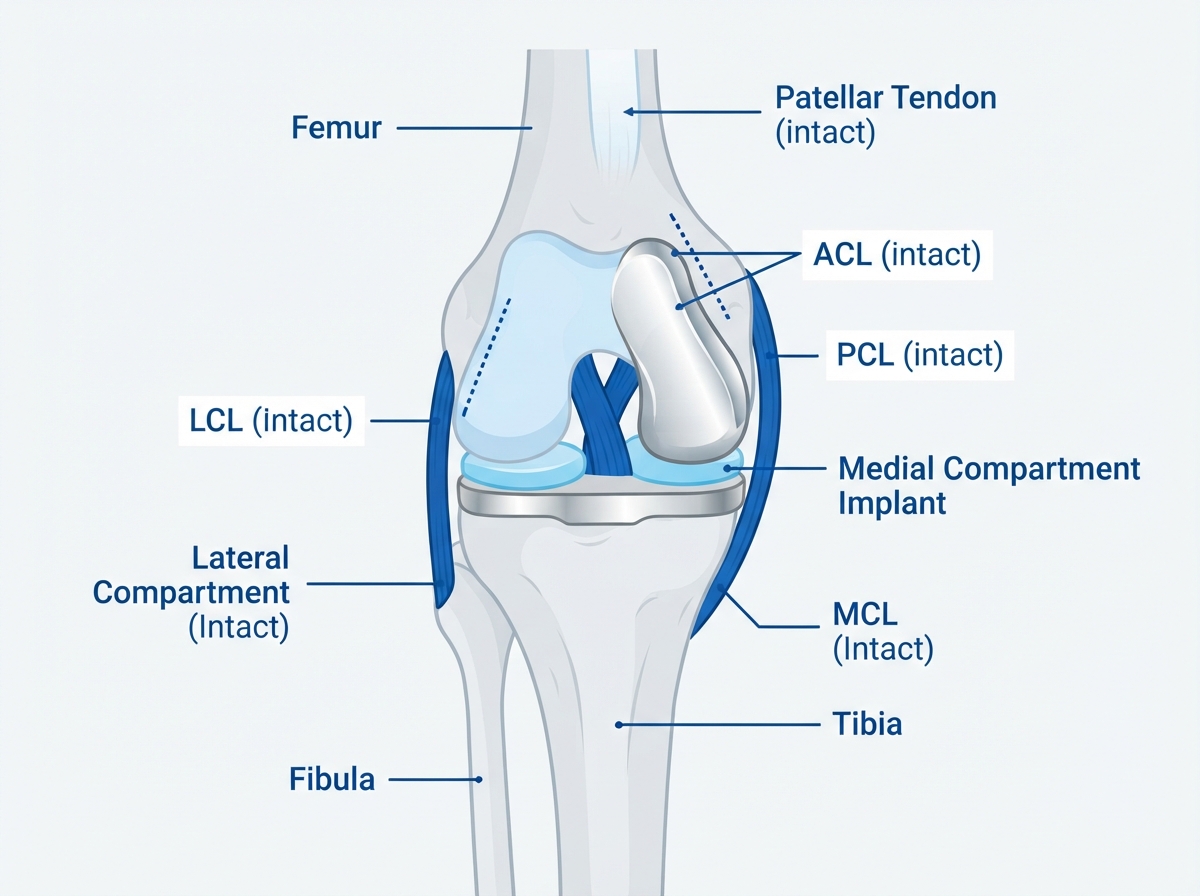 Partial Knee Replacement anatomical illustration