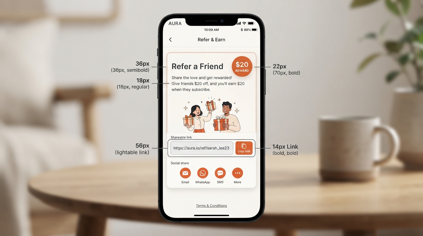 Demo of STRATX360 Referral: happy customer receives referral request, shares link, new lead captured