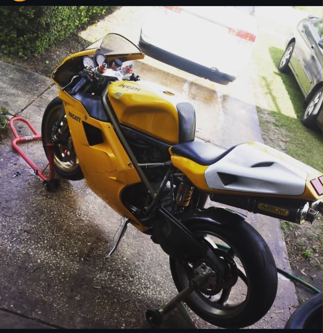 Ducati custom yellow sportbike restoration project at Marlito workshop