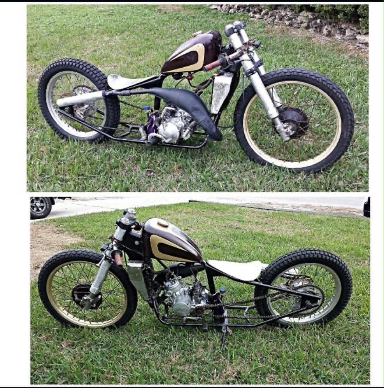 Custom bobber motorcycle before and after restoration transformation at Marlito Motorcycles