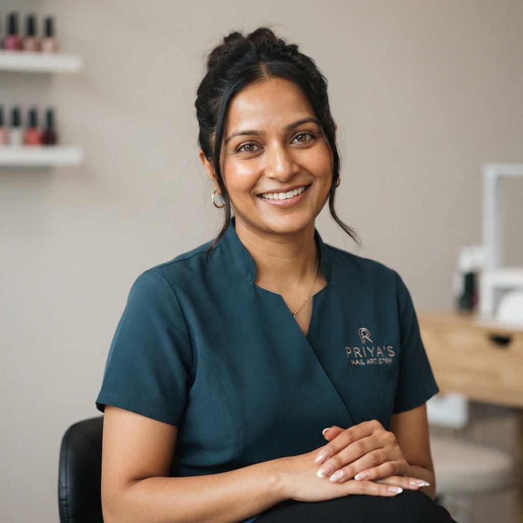 South Asian Canadian nail technician, approved client photo