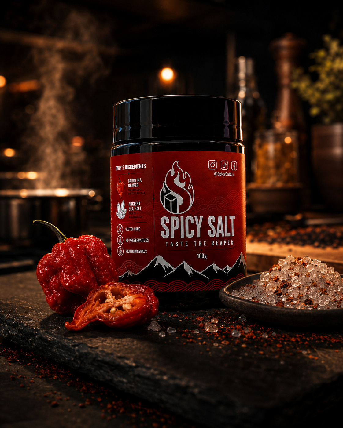 The Reaper — single 100g jar of Spicy Salt Carolina Reaper seasoning